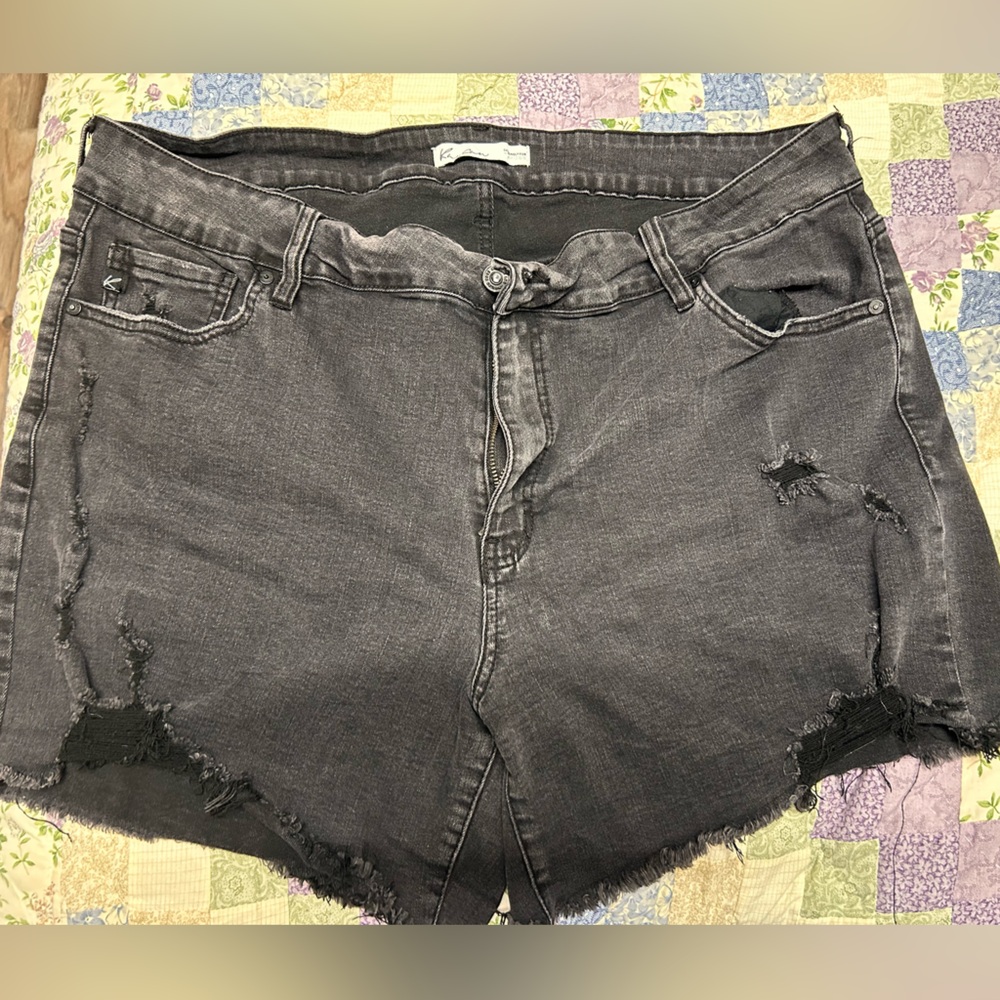 Women's Distressed Black Denim Shorts